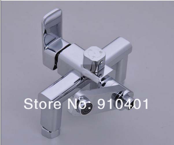 Wholesale And Retail Promotion   Modern Polished Chrome Finish Wall Mounted Shower Faucet Set Bathtub Mixer Tap
