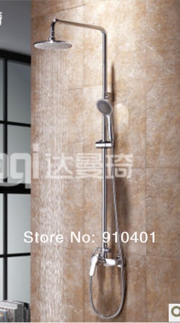Wholesale And Retail Promotion   NEW Luxury Wall Mounted Chrome Finish 8" Round Rain Shower Faucet W/ Hand Shower