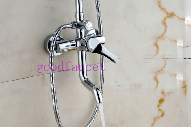 Wholesale And Retail Promotion  Bathroom Luxury Chrome Rain Shower Set Faucet With Handy Unit Tap 8" Green Head