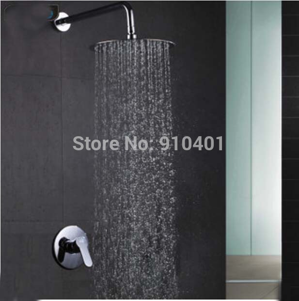Wholesale And Retail Promotion  Chrome Brass Wall Mounted 10" Rain Shower Faucet Single Handle Vavle Mixer Tap
