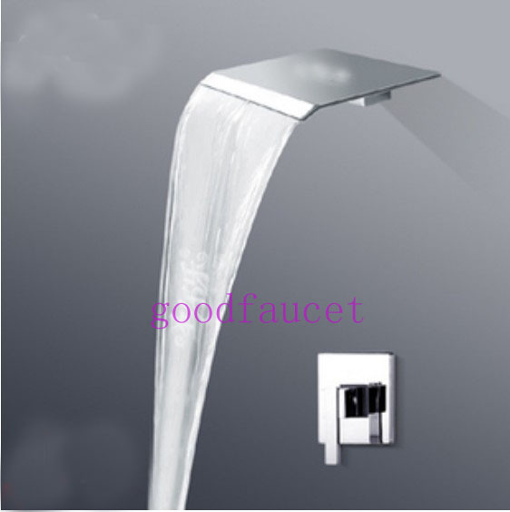 Wholesale And Retail  Promotion Chrome Brass Wall Mounted Waterfall Bath Rain Shower Single Handle Mixer Tap Set
