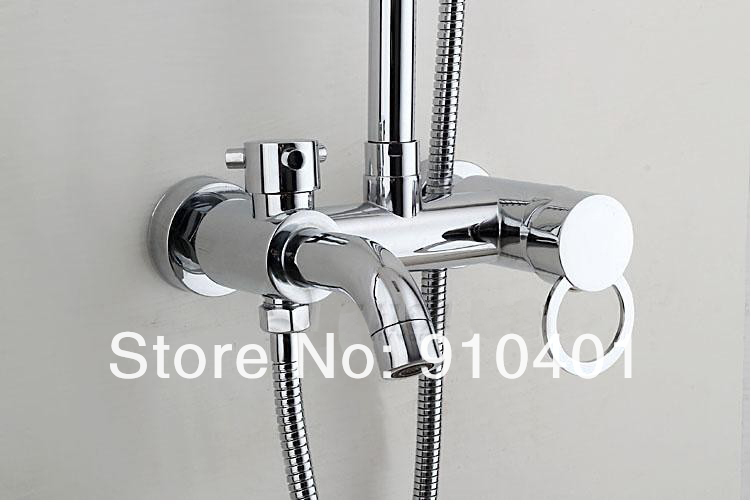 Wholesale And Retail Promotion Chrome Finish Brass Bathroom Tub Shower Faucet Set 8" Round Rain Shower Head