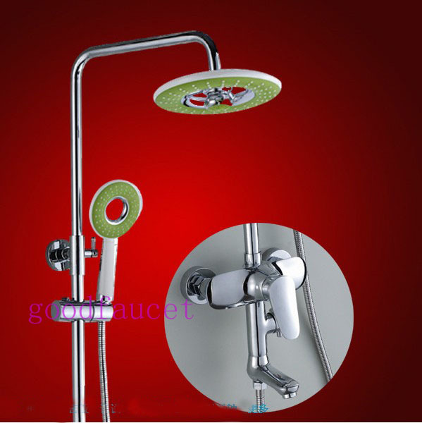 Wholesale And Retail Promotion Green Bathroom Shower Mixer Tap Bathtub Faucet Set 2 Functions Rain Shower Head