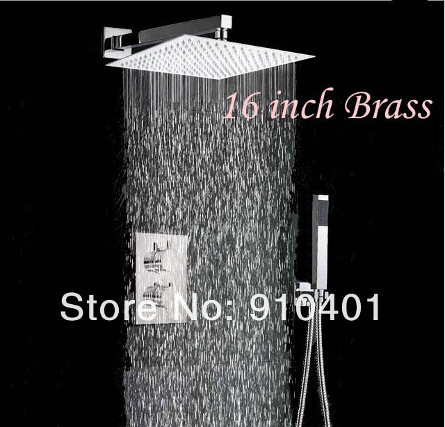 Wholesale And Retail Promotion Luxury 16" Large Chrome Brass Thermostatic Shower Faucet Set W/ Hand Shower Tap