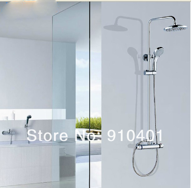 Wholesale And Retail Promotion Luxury 8" Rain Thermostatic Shower Faucet Set Shower Mixer Tap Dual Handle Mixer