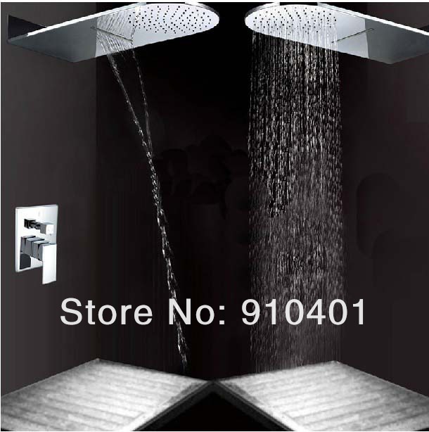Wholesale And Retail Promotion Luxury Brass Waterfall Rainfall Shower Faucet Set Single Handle Shower Mixer Tap