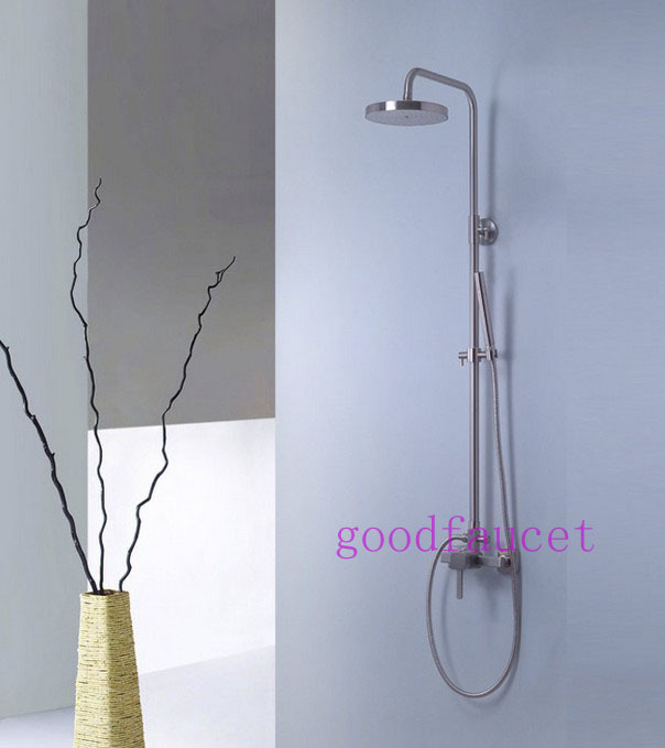 Wholesale And Retail Promotion Luxury Brushed Nickel Bathroom Shower Faucet Mixer Tap 8" Shower Head Wall Mounted