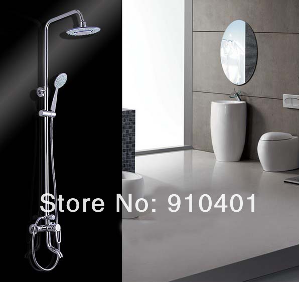 Wholesale And Retail Promotion  Luxury Chrome Finish Shower Faucet Set 8" Shower Head Tub Mixer Tap Hand Shower