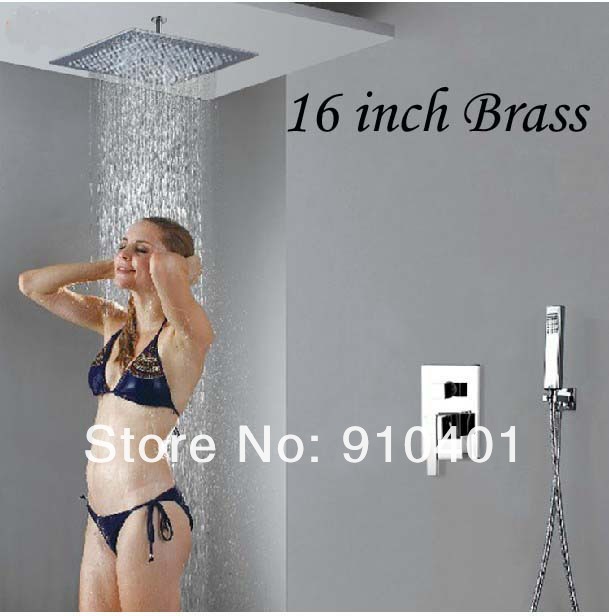 Wholesale And Retail Promotion Luxury Larger 16" (40cm) Rain Shower Faucet Set Celling Mounted Rain Shower Tap
