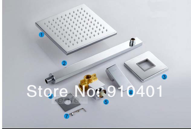 Wholesale And Retail Promotion  Luxury Rainfall 12" Square Shower Faucet Set 2 PCS Shower Mixer Tap Single Lever