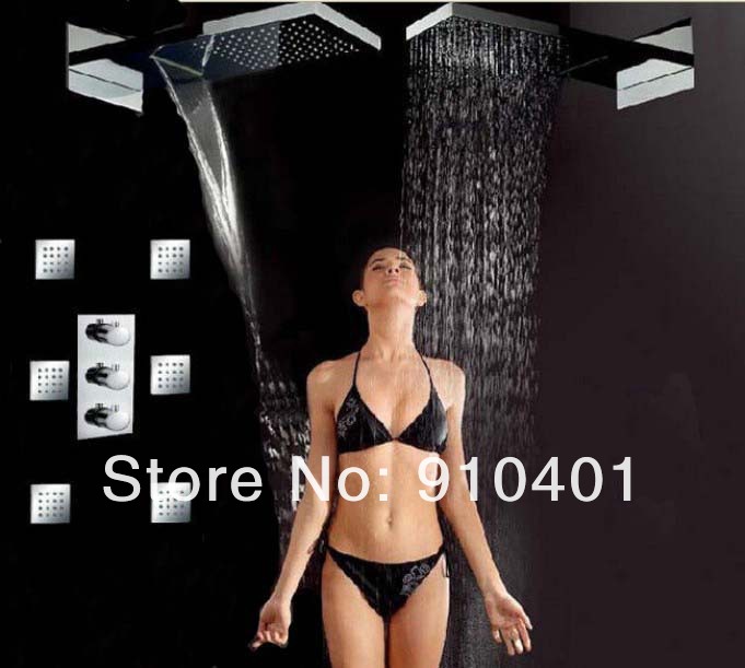 Wholesale And Retail Promotion  Luxury Rainfall Waterfall Shower Set Faucet With Jets Sprayer Shower Mixer Tap