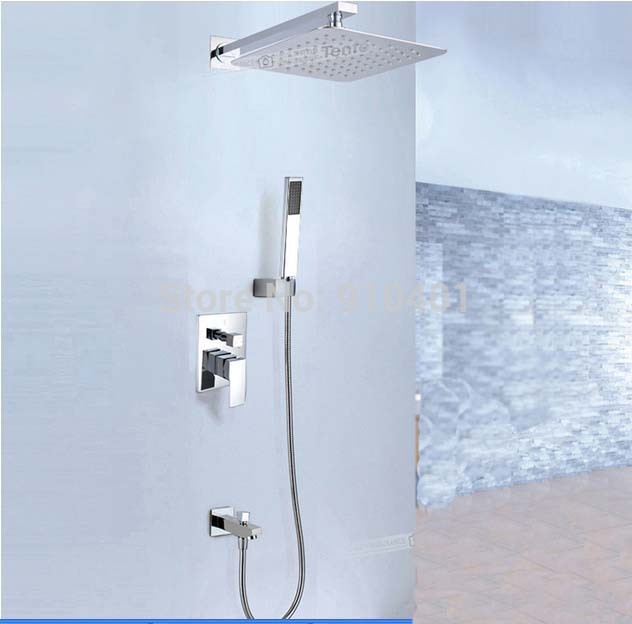 Wholesale And Retail Promotion Luxury Wall Mounted 8" Shower Head Valve Mixer Bathtub Faucet Hand Shower Chrome
