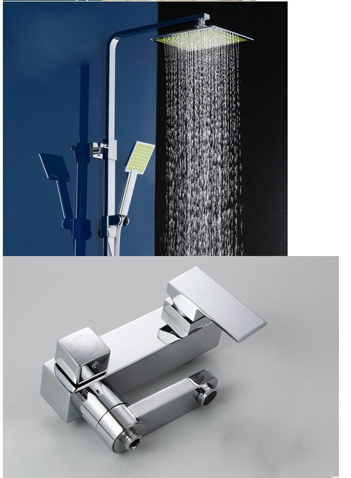 Wholesale And Retail Promotion Luxury Wall Mounted Bathroom Rain Shower Faucet Set Mixer Shower Column Green