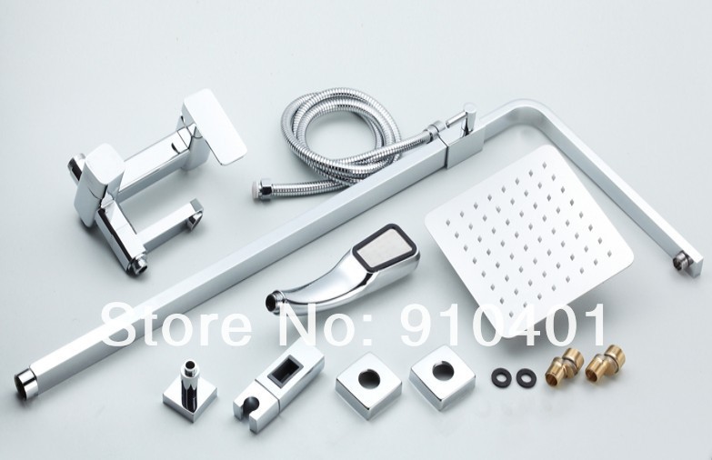 Wholesale And Retail Promotion Luxury Wall Mounted Bathroom Shower Faucet 8" Rain Square Shower Head Tub Mixer