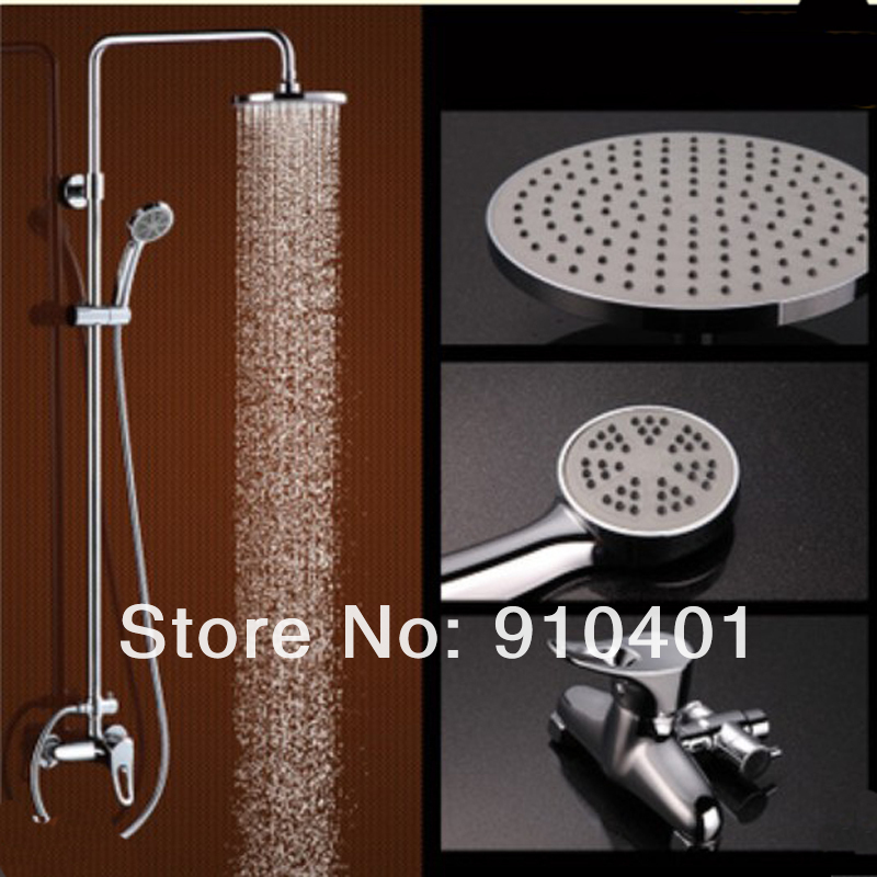 Wholesale And Retail Promotion Luxury Wall Mounted Chrome Bathroom 8" Rain Shower Faucet Set With Hand Shower