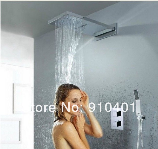 Wholesale And Retail Promotion Modern 22" Rainfall Waterfall Brass Thermostatic Shower Mixer Tap + Hand Shower