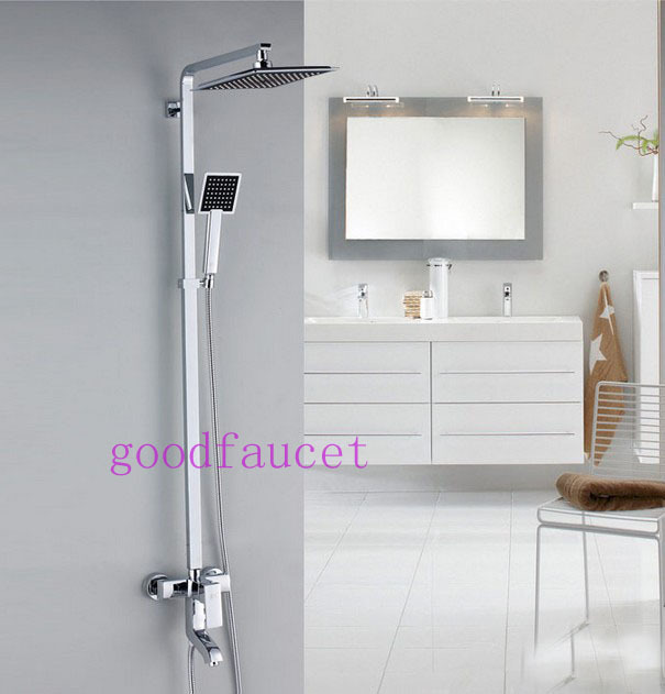 Wholesale And Retail Promotion Modern Polished Chrome Brass 8" Rain Wall Mounted Shower Faucet Tub Mixer Tap