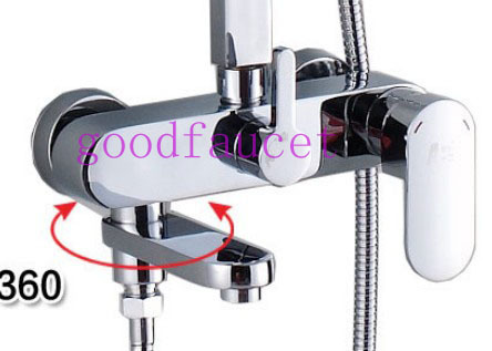 Wholesale And Retail Promotion Modern Wall Mounted Bathroom Tub Shower Faucet W/ Hand Shower Mixer Tap Chrome