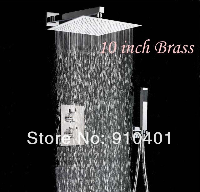 Wholesale And Retail Promotion NEW 10" Rain Shower Faucet Set Shower Head Thermostatic Shower Valve Hand Shower