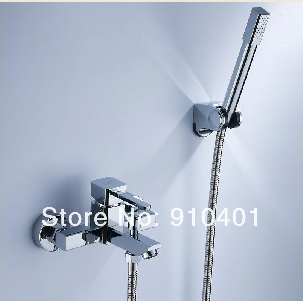 Wholesale And Retail Promotion  NEW Chrome Brass Bathroom Tub Faucet With Handheld Shower Mixer Tap Wall Mounted