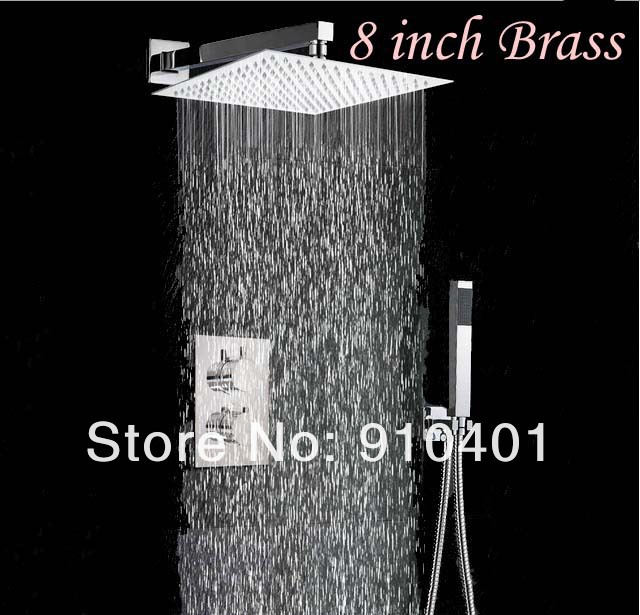 Wholesale And Retail Promotion NEW Chrome Brass Thermostatic Wall Mounted Shower Faucet Set 8
