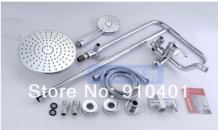 Wholesale And Retail Promotion NEW Chrome Brass Wall Mounted Bathroom Shower Faucet Set Tub Mixer Hand Shower