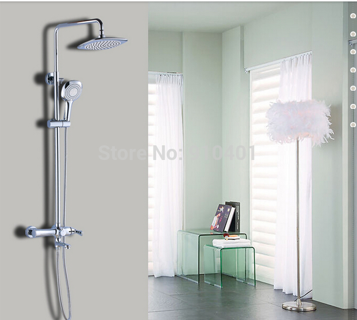 Wholesale And Retail Promotion NEW Chrome Rain Shower Faucet Bathtub Mixer Tap With Hand Shower Shower Column