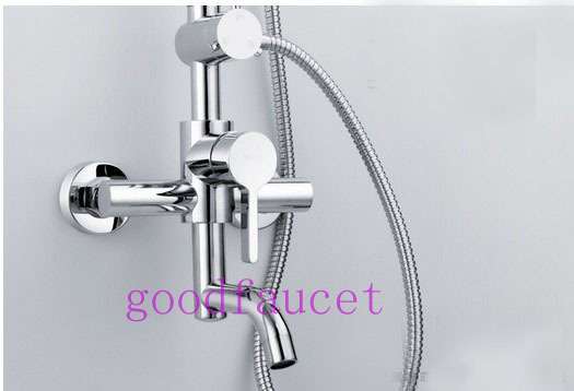 Wholesale And Retail Promotion NEW Luxury Bathroom Rain Shower Faucet Tub Mixer Tap With Hand Shower Set Chrome