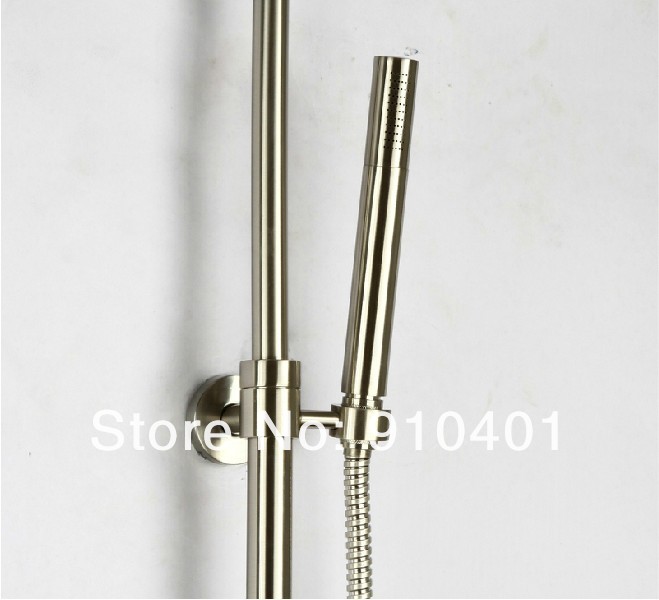 Wholesale And Retail Promotion NEW Luxury Wall Mounted Brushed Nickel Brass Shower Faucet Set Bathtub Mixer Tap
