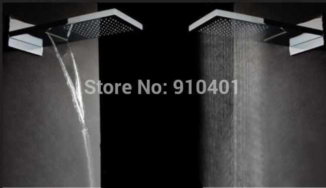 Wholesale And Retail Promotion NEW Luxury Waterfall Rainfall Shower Head Single Handle Valve Mixer Tap Shower