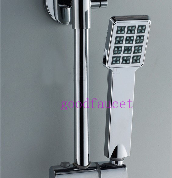 Wholesale And Retail Promotion NEW Polished Chrome Brass Bath Shower Mixer Tap Set 8" Square Shower Head Faucet