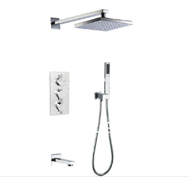 Wholesale And Retail Promotion NEW Wall Mounted 8" Square Rain Shower Faucet Thermostatic Shower Tub Mixer Tap