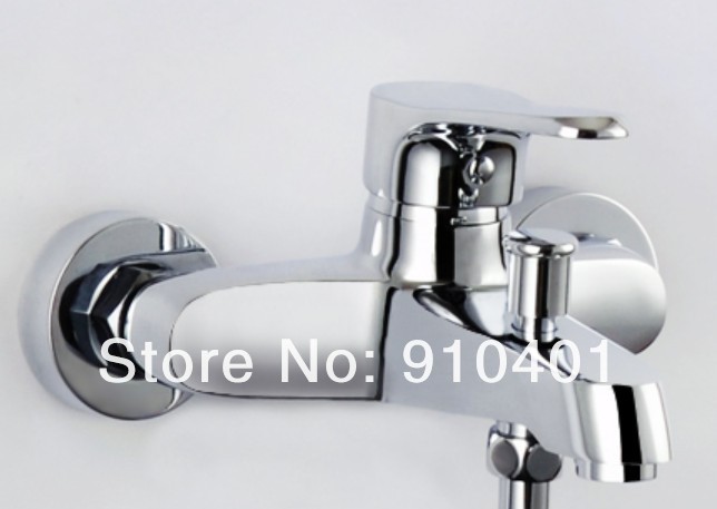 Wholesale And Retail Promotion NEW Wall Mounted Chrome Brass Bathroom Tub Faucet Single Handle With Hand Shower