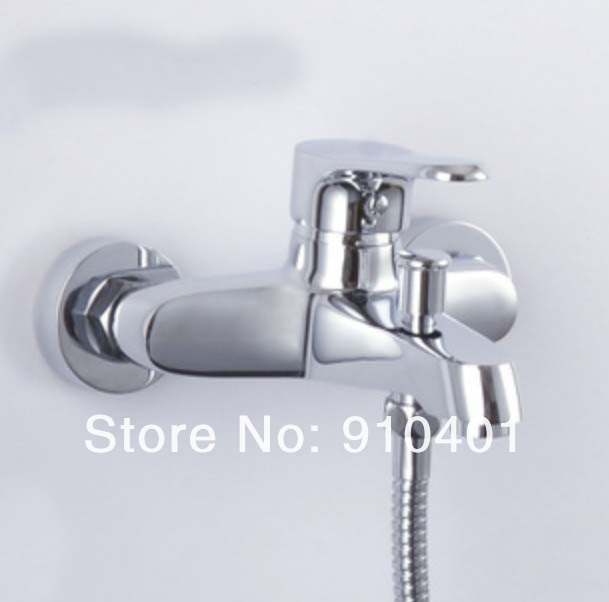 Wholesale And Retail Promotion NEW Wall Mounted Chrome Brass Bathroom Tub Faucet Single Handle With Hand Shower