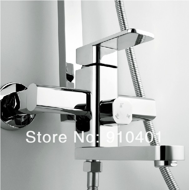 Wholesale And Retail Promotion NEW Wall Mounted Chrome Finish Shower Faucet Set 8" Square Rain Shower Mixer Tap