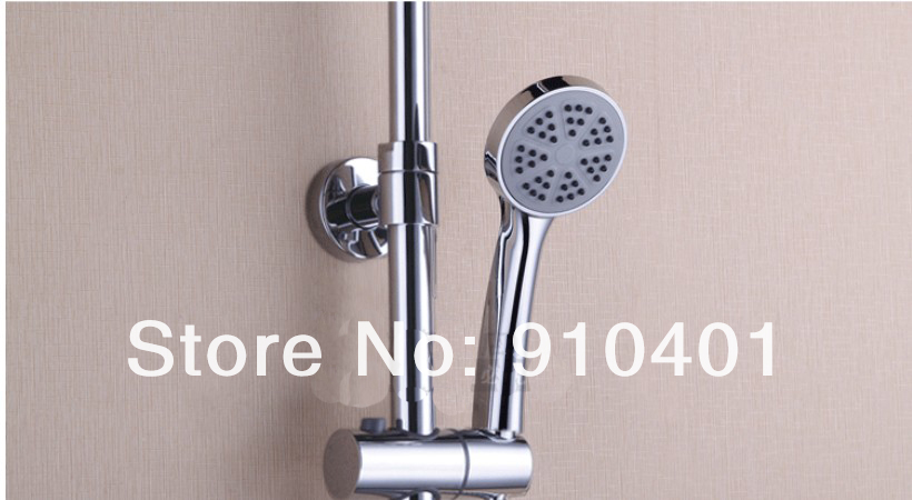 Wholesale And Retail Promotion Polished Chrome Wall Mounted Shower Faucet Set 8" Rain Shower Head + Hand Shower