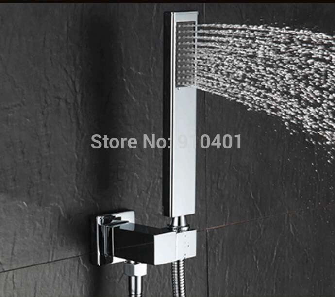 Wholesale And Retail Promotion Thermostatic Rain 8" Square Rain Shower Faucet Single Handle Valve Hand Shower