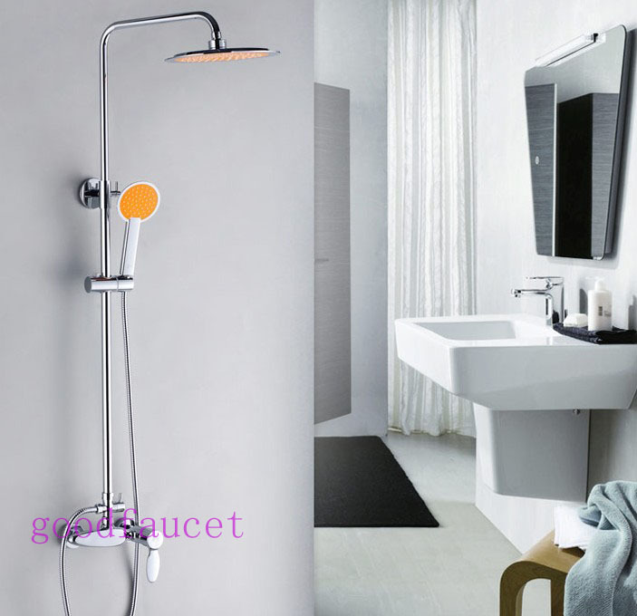 Wholesale And Retail Promotion Wall Mount Contemporary Bathroom 8"Rain Shower Head Mixer Tap Faucet Handy Unit