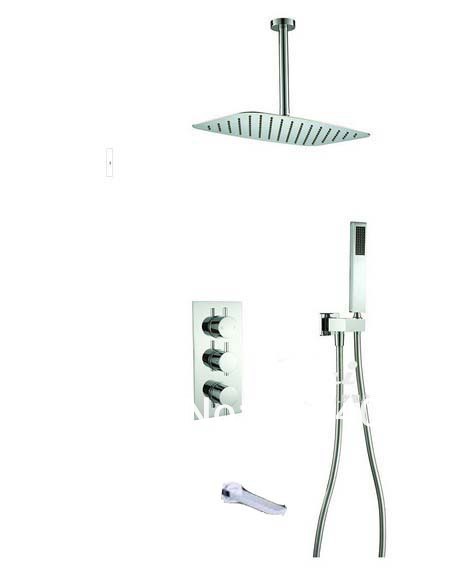 Wholesale And Retail Promotion Wall Mounted 3 Water Out Way Thermostatic 8" Rain Shower Faucet Tub Mixer Tap