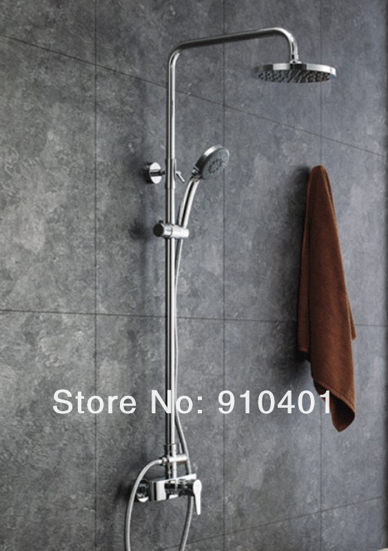 Wholesale And Retail Promotion Wall Mounted 8" Rainfall Shower Faucet Set Shower Column Mixer Tap W/ Hand Shower