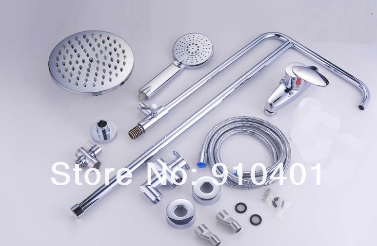 Wholesale And Retail Promotion Wall Mounted 8" Round Style Bathroom Shower Faucet Set Shower Column Mixer Tap