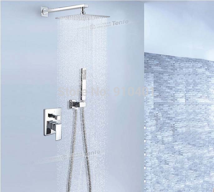 Wholesale And Retail Promotion Wall Mounted Large 12" Shower Head Single Handle 2 Ways Valve Mixer Tap Chrome