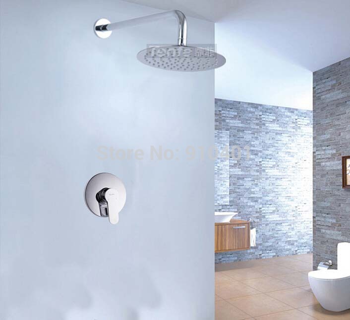 Wholesale And Retail Promotion  Wall Mounted Round Rain Shower Faucet Set Single Handle Valve Mixer Tap Chrome