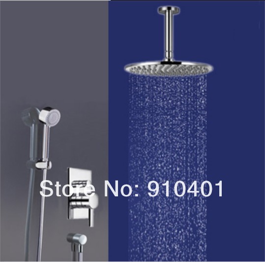 Wholesale And Retail Promotion celling mounted 8" rainfall round shower faucet set with hand shower chrome finish