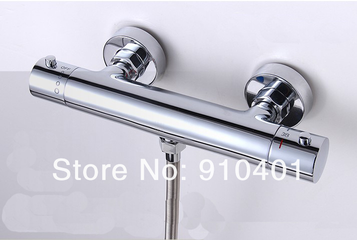Wholesale And Retail Promotion wall mounted thermostatic shower faucets set double handles with handheld shower