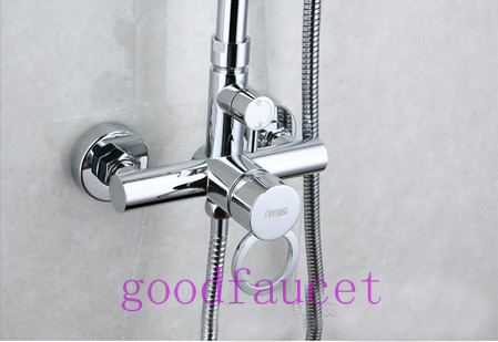 Wholesale And Retail Rainfall Bathroom Luxury Wall Mounted Exposed Rain Shower Mixer Tap Faucet Set Chrome Finish
