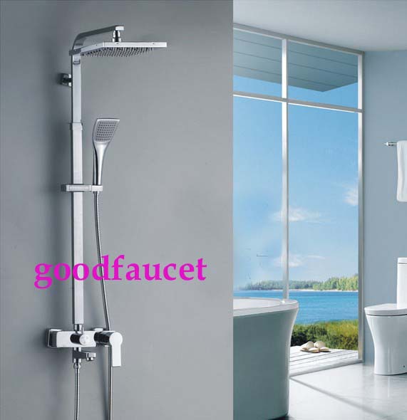 Wholesale And Retail Wall Mounted Luxury Square Bathroom Rainfall Shower Set Faucet Chrome Mixer Tap Shower Tap