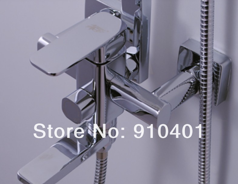 Wholesale /Retail Promotion Chrome Finish 8" Square Rain Shower Faucet Set Bathtub Mixer Tap Chrome Finish