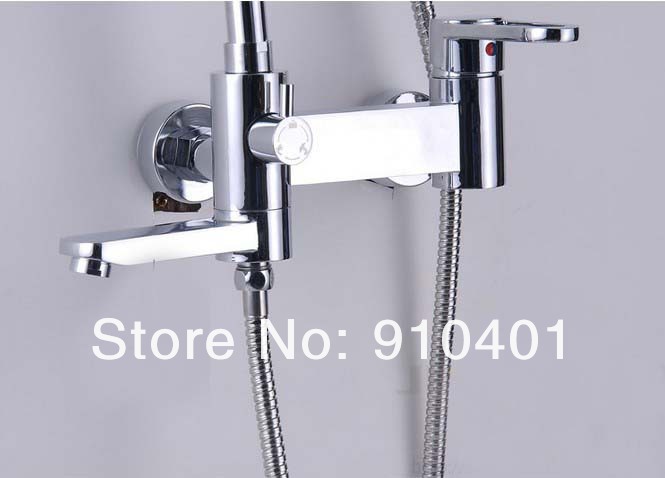 Wholesale and Retail PromotionLuxury Wall Mounted Exposed 8" Square Rain Shower Faucet Set Bathtub Mixer Tap