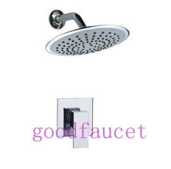 bathroom wall mounted shower set faucet 8" round shower head single handle mixer tap faucet set chrome finish